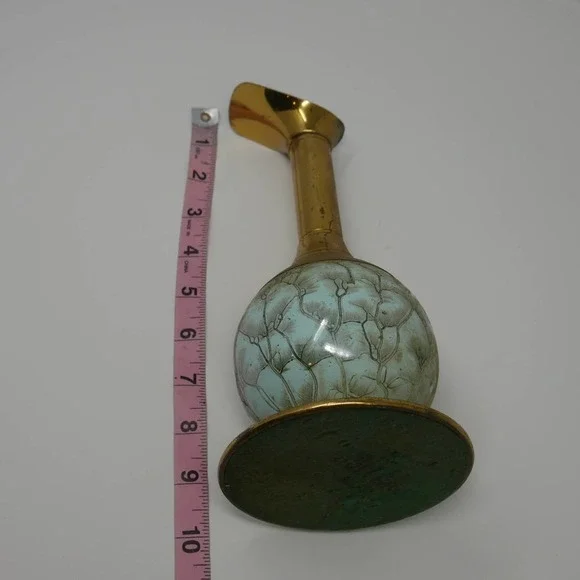 Vintage Delft Holland Brass Ewer Vase with Glazed Ceramic Base - Picture 6 of 7